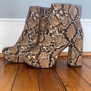 Steve Madden Grate platform ankle boots in snake print